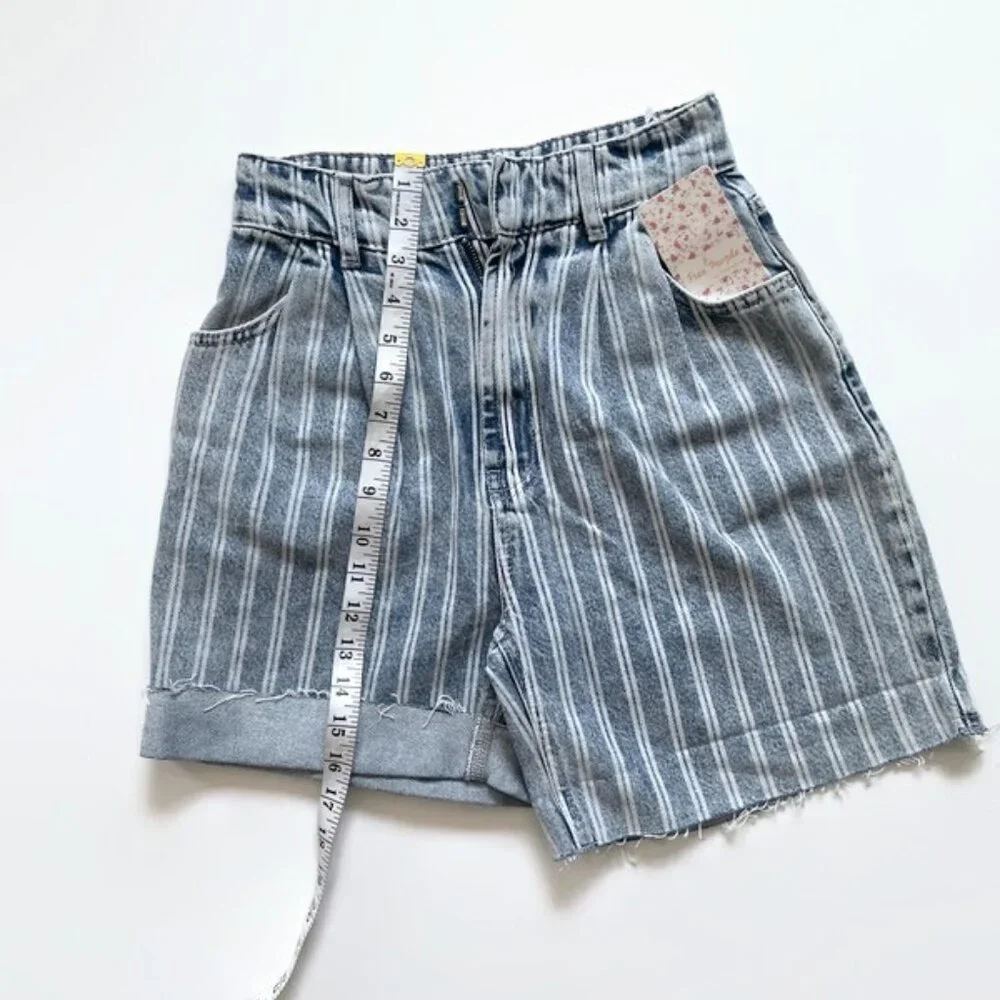 FREE PEOPLE Denim striped shorts